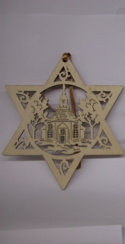 Fensterbild Seiffener Kirche gelasert Durchmesser ca. 17 cm