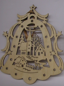 Fensterbild Winterdorf gelasert Höhe ca. 20 cm