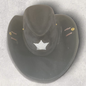 Schwarzer Cowboy Hut - Kinder - mit Sheriffstern