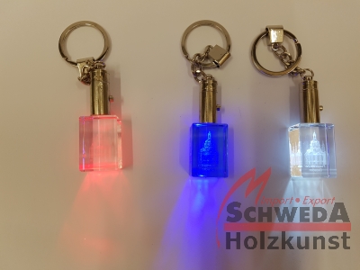 LED Schlüsselanhänger der Frauenkirche aus Glas